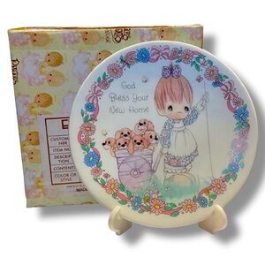 Vintage Precious Moments God Bless Your New Home 4” Plate with Easel